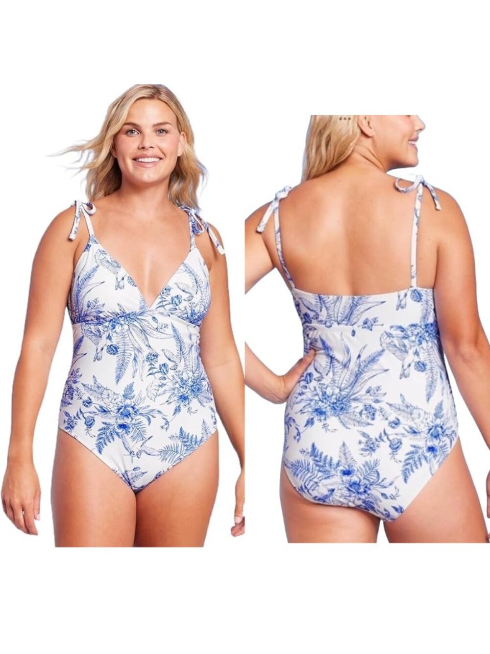 Kona Sol | Shoulder Tie Medium Coverage One Piece Swimsuit | Size Large